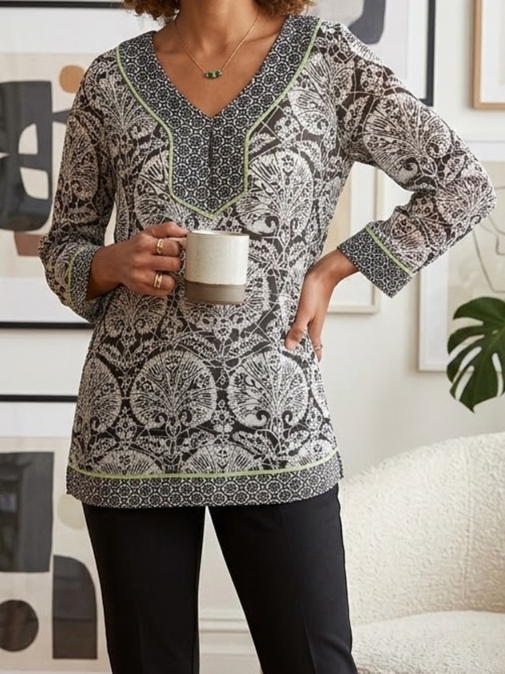 Dana Buchman Printed Silk Tunic